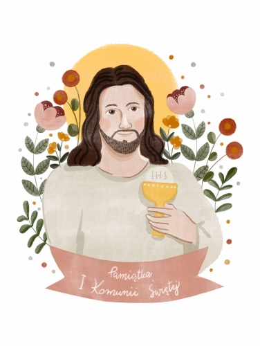 Plakat pamiątka komunijna - drukowany
