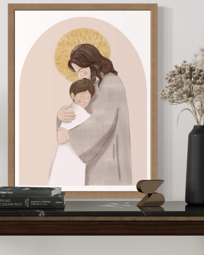 Plakat Komunijny dla chłopca - Idę z Tobą (1)