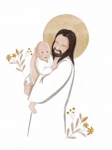 Plakat na chrzest święty- w objęciach