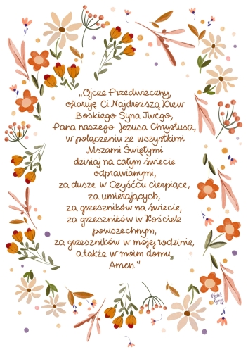 Plakat- modlitwa św. Gertrudy za 1000 dusz czyśćcowych